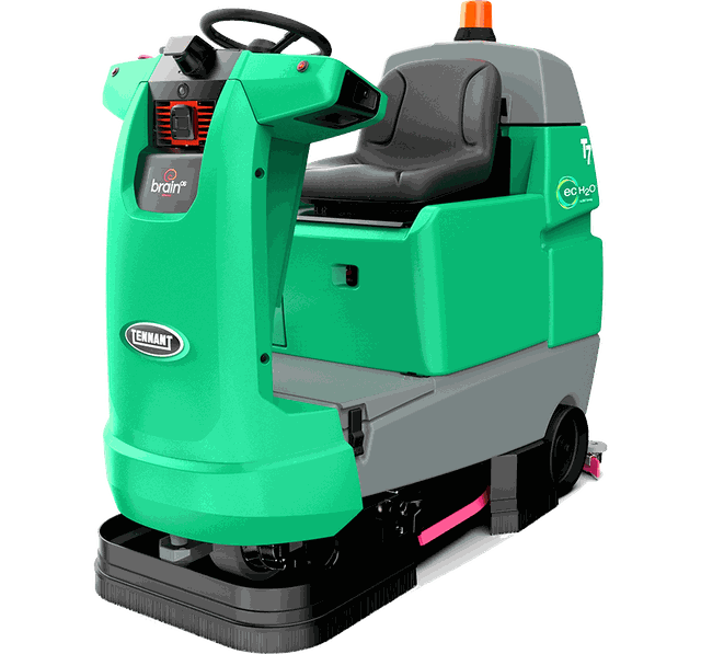 Robotic ride-on floor scrubber